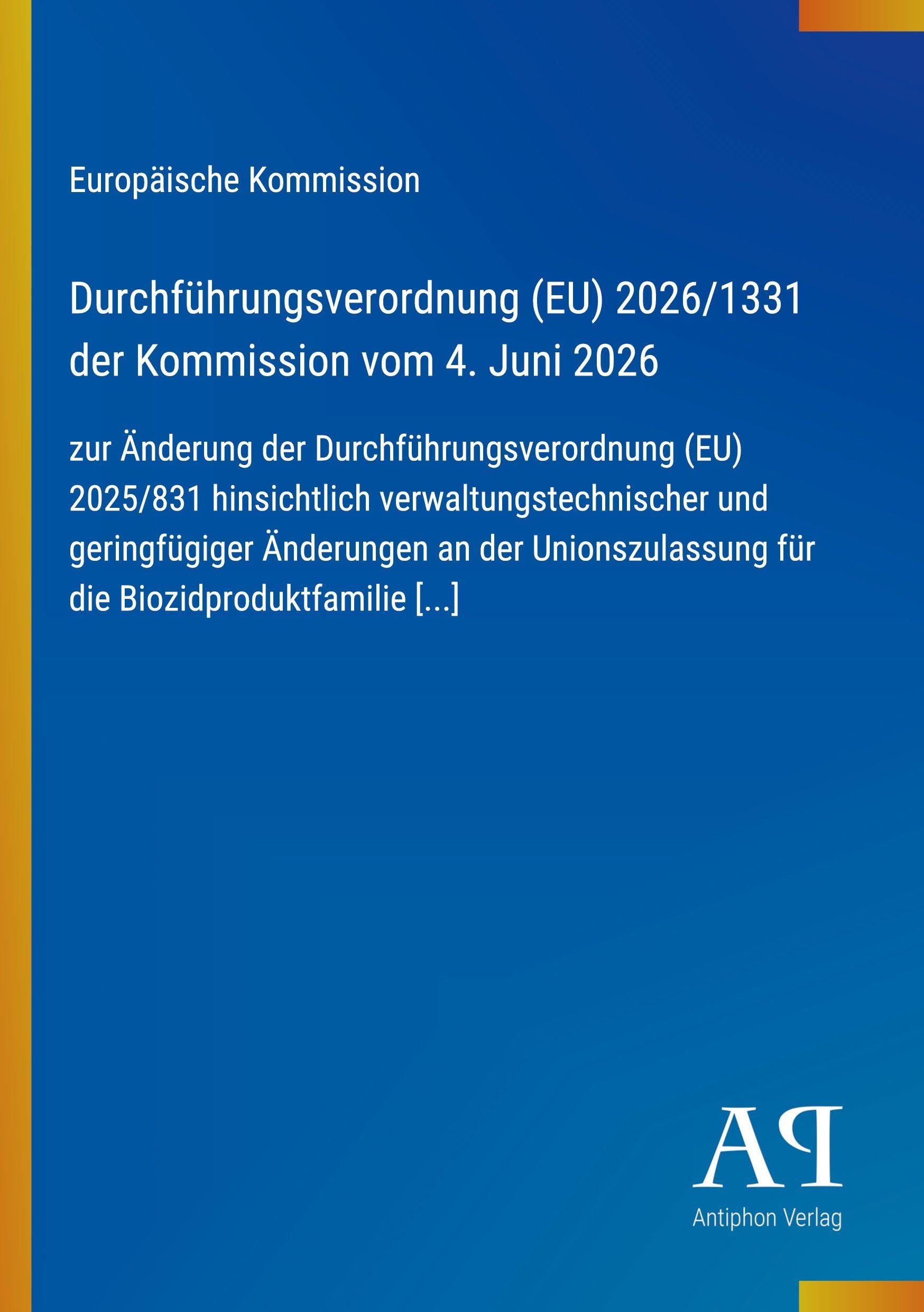 Durchführungsverordnung (EU) 2026/1331 der Kommission vom 4. Juni 2026