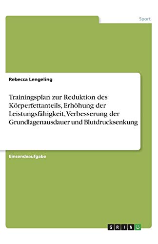 Trainingsplan zur Reduktion des Körperfettanteils, Erhöhung der Leistungsfähigkeit, Verbesserung der Grundlagenausdauer und Blutdrucksenkung