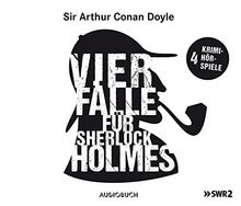 Vier Fälle für Sherlock Holmes (Der adlige Junggeselle, Die einsame Radfahrerin, Die Internatsschule, Der schwarze Peter) - 4 Audio-CDs mit 208 Min.