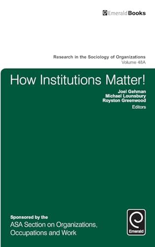 How Institutions Matter! (Research in the Sociology of Organizations, Band 48)