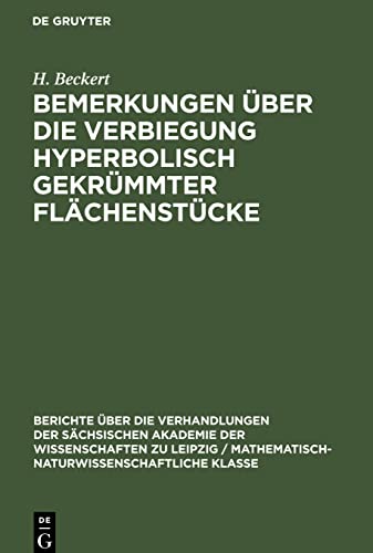 Bemerkungen über die Verbiegung hyperbolisch gekrümmter Flächenstücke