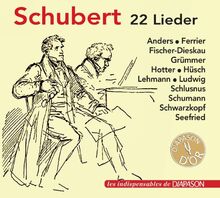 Schubert : 22 Lieder. Anders, Ferrier, Fischer-Dieskau, Grümmer, Hotter, Lehmann, Ludwig, Schwarzkopf, Seefried.