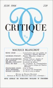 CRITIQUE NUMERO 229 JUIN 1996 : MAURICE BLANCHOT