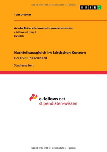Nachteilsausgleich im faktischen Konzern: Der HVB-UniCredit-Fall