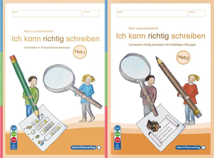 Mein Lupenschreibheft 1 und 2 - Ich kann richtig schreiben - Ausgabe mit Artikelkennzeichnung (DaZ): - Schreiben in Kästchenschreibweise und ... richtig schreiben mit vielfältigen Übungen