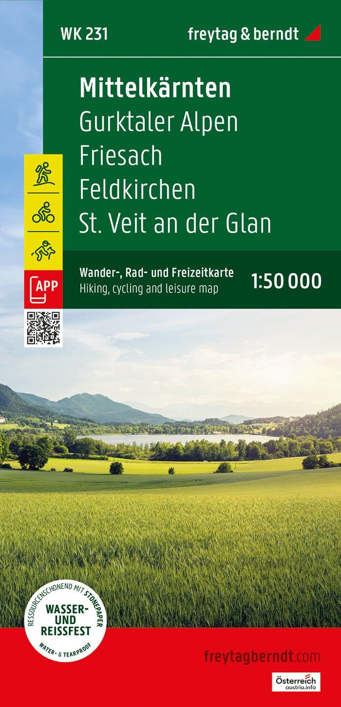 Mittelkärnten, Wander-, Rad- und Freizeitkarte 1:50.000, freytag & berndt, WK 231: Gurktaler Alpen - Friesach - Feldkirchen - St. Veit an der Glan, ... (freytag & berndt Wander-Rad-Freizeitkarten)