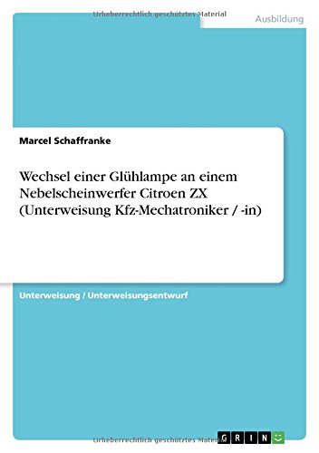 Wechsel einer Glühlampe an einem Nebelscheinwerfer Citroen ZX (Unterweisung Kfz-Mechatroniker / -in)