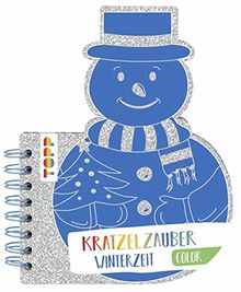 Kratzelzauber Color Winterzeit (Kratzelbuch in Schneemannform): Formgestanztes Kratzelbuch in Schneemannform. Mit Holz-Kratzstift, 20 Kratzelseiten, 20 Malanregungen und 40 Skizzenseiten.