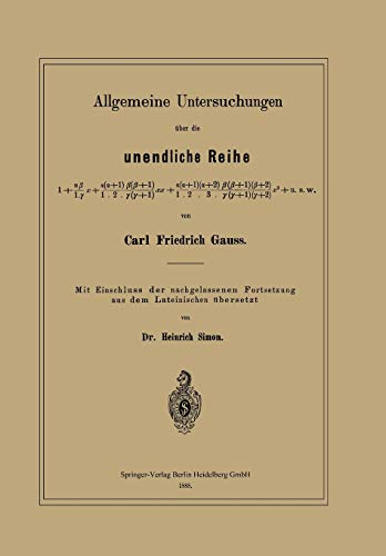 Allgemeine Untersuchungen Über Die Unendliche Reihe