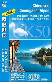 UK50-54 Chiemsee, Chiemgauer Alpen: Traunstein, Wasserburg a.Inn, Haag i.OB, Simssee, Kaiserwinkl (UK50 Umgebungskarte 1:50000 Bayern Topographische Karte Freizeitkarte Wanderkarte)