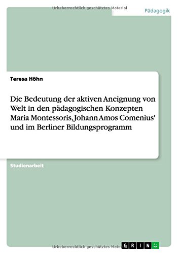 Die Bedeutung der aktiven Aneignung von Welt in den pädagogischen Konzepten Maria Montessoris, Johann Amos Comenius' und im Berliner Bildungsprogramm