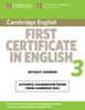 Cambridge First Certificate in English 3: Official Examination Papers from University of Cambridge ESOL Examinations