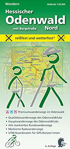 Wandern, Hessischer Odenwald Nord mit Bergstraße: Maßstab 1:30.000; reißfest und wetterfest; Premiumwanderwege im Odenwald; Qualitätswanderwege des ... UTM-Koordinaten für GPS-Nutzer/-innen