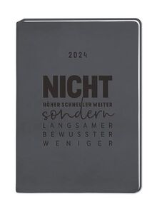 Terminplaner Lederlook 2024 Schwarz: Terminplaner Lederlook A6