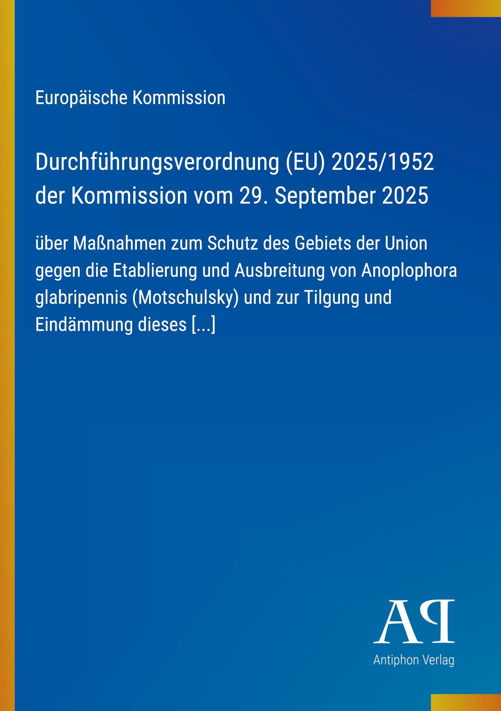 Durchführungsverordnung (EU) 2025/1952 der Kommission vom 29. September 2025
