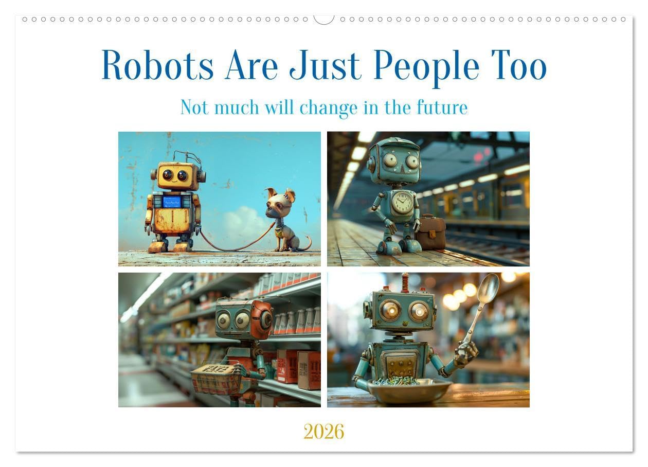 Robots Are Just People Too (Wall Calendar 2026 DIN A2 landscape), CALVENDO 12 Month Wall Calendar: AI-driven comedy for everyday robot life