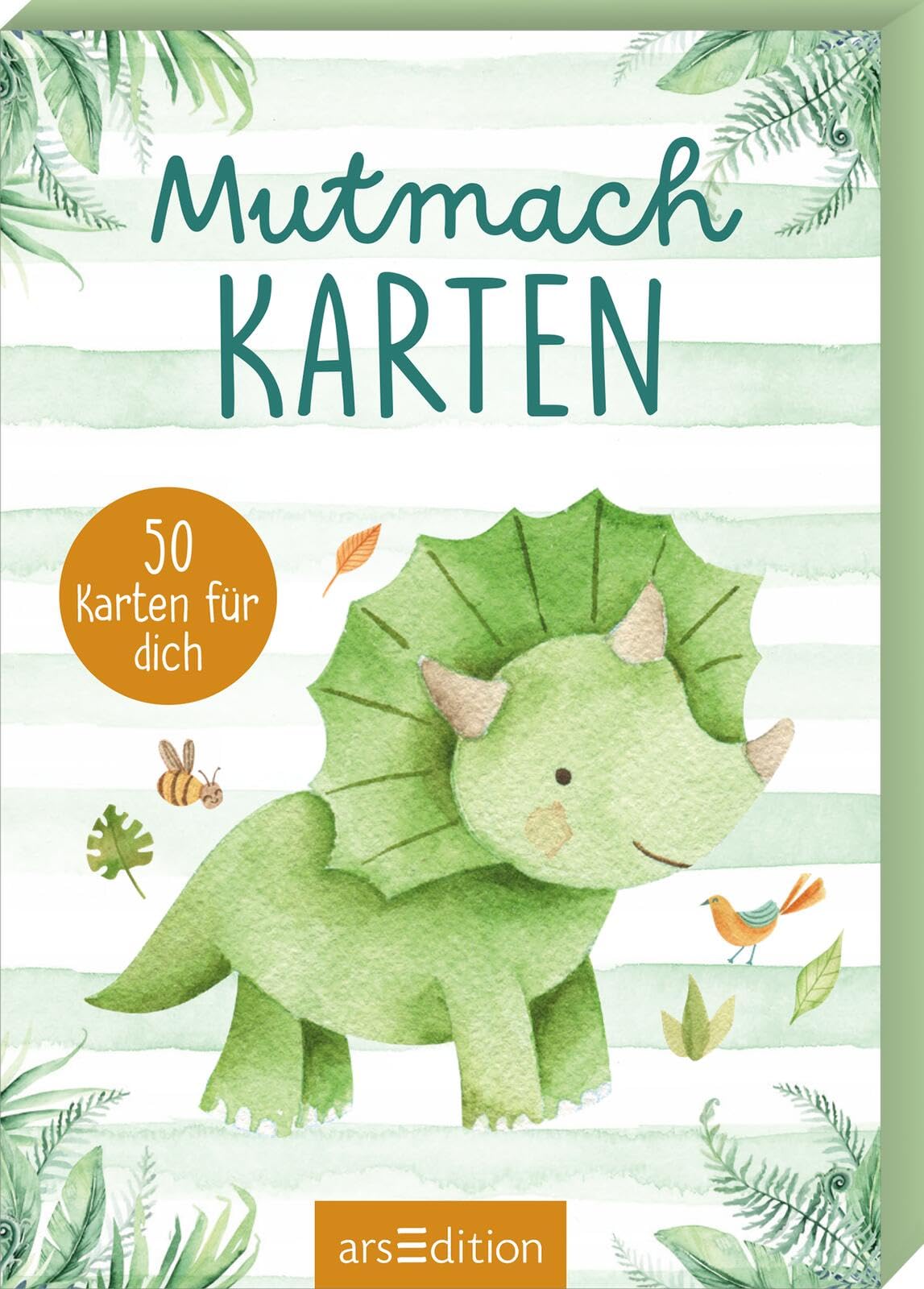 Mutmachkarten – Dino (Aquarelloptik): Kartenbox mit 50 Affirmationskarten | für Kinder ab 3 Jahren