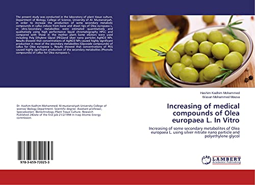 Increasing of medical compounds of Olea europaea L. In Vitro: Increasing of some secondary metabolites of Olea europaea L. using silver nitrate nano particle and polyethylene glycol