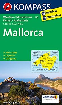 Mallorca: Wander-, Rad-, Freizeit- und Straßenkarte mit Aktiv Guide und Stadtplan Palma de Mallorca 1:8500. GPS genau. 1:75000