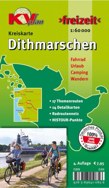 Dithmarschen Kreis: Freizeitkarte in 1:60.000 mit aktuellem Radroutennetz,17 Themenrouten, 14 Detailkarten in 1:25.000 (KV-Schleswig-Holstein-Karten)