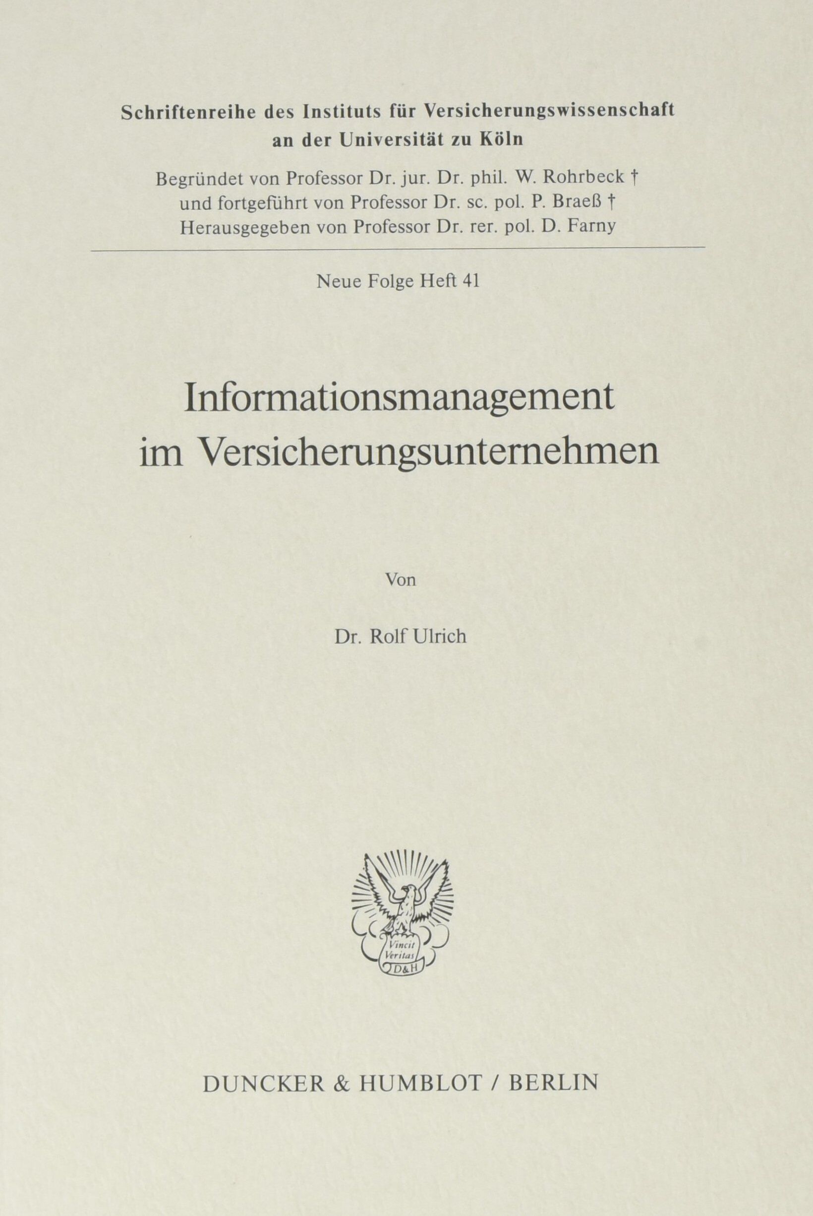 Informationsmanagement im Versicherungsunternehmen.