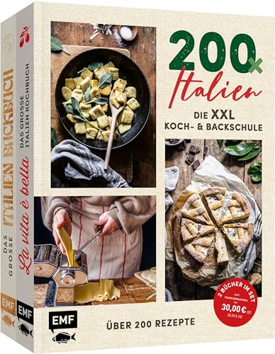 200 x Italien – Die XXL Koch- und Backschule: Doppelt gut – 2 Bücher im Set: Über 200 Rezepte und Reportagen von Südtirol bis Sizilien