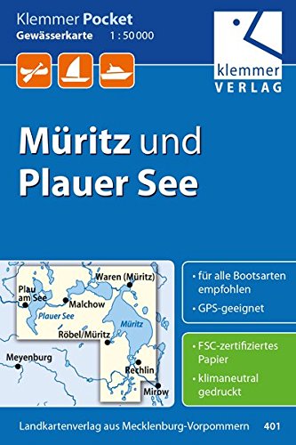 Klemmer Pocket Gewässerkarte Müritz und Plauer See: Maßstab 1:50.000, GPS-geeignet, Erlebnis-Tipps auf der Rückseite