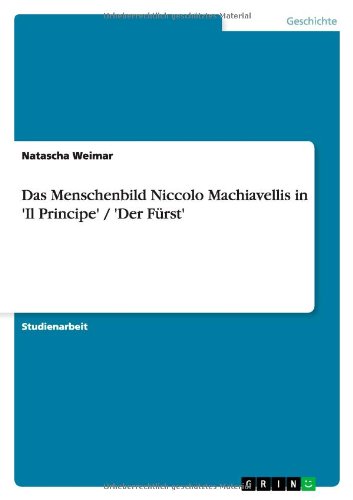 Das Menschenbild Niccolo Machiavellis in 'Il Principe' / 'Der Fürst'