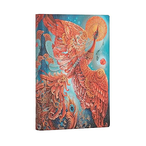 Agenda 13 Mois Flexis 2025 Mini - Thème Oiseau De Feu, Peinture Batik Sur Soie - Format 95x140 Mm, 176 Pages