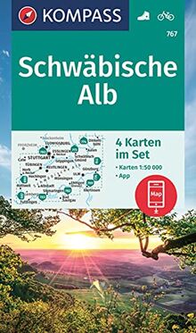 KOMPASS Wanderkarte 767 Schwäbische Alb: 4 Wanderkarten 1:50000 im Set inklusive Karte zur offline Verwendung in der KOMPASS-App. Fahrradfahren. (KOMPASS-Wanderkarten, Band 767)