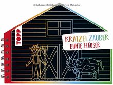 Kratzelzauber Bunte Häuser (Kratzelbuch in Hausform): Formgestanztes Kratzelbuch in Hausform. Mit Holz-Kratzstift, 20 Kratzelseiten, 20 Malanregungen und 40 Skizzenseiten.