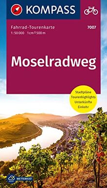 KOMPASS Fahrrad-Tourenkarte, Moselradweg, 1:50 000: Leporello Karte, reiß- und wetterfest (KOMPASS-Fahrrad-Tourenkarten, Band 7007)