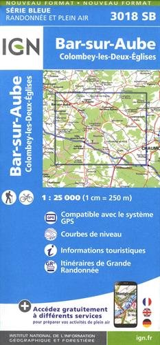 IGN Karte, Serie Bleue Bar-sur-Aube. Colombey-les-Deux-Églises