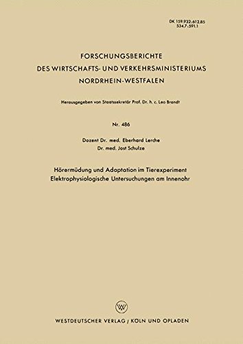 Hörermüdung und Adaptation im Tierexperiment Elektrophysiologische Untersuchungen am Innenohr (Forschungsberichte des Wirtschafts- und Verkehrsministeriums Nordrhein-Westfalen)