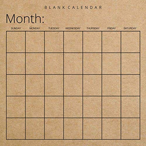 Blank Calendar: Kraft Brown Paper, Undated Planner for Organizing, Tasks, Goals, Scheduling, DIY Calendar Book