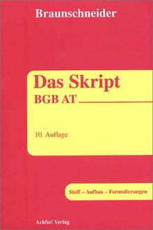 Das Skript. BGB AT. Stoff - Aufbau - Formulierungen