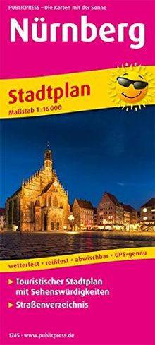 Nürnberg Stadtplan: Touristischer Stadtplan mit Sehenswürdigkeiten und Straßenverzeichnis. 1:16000