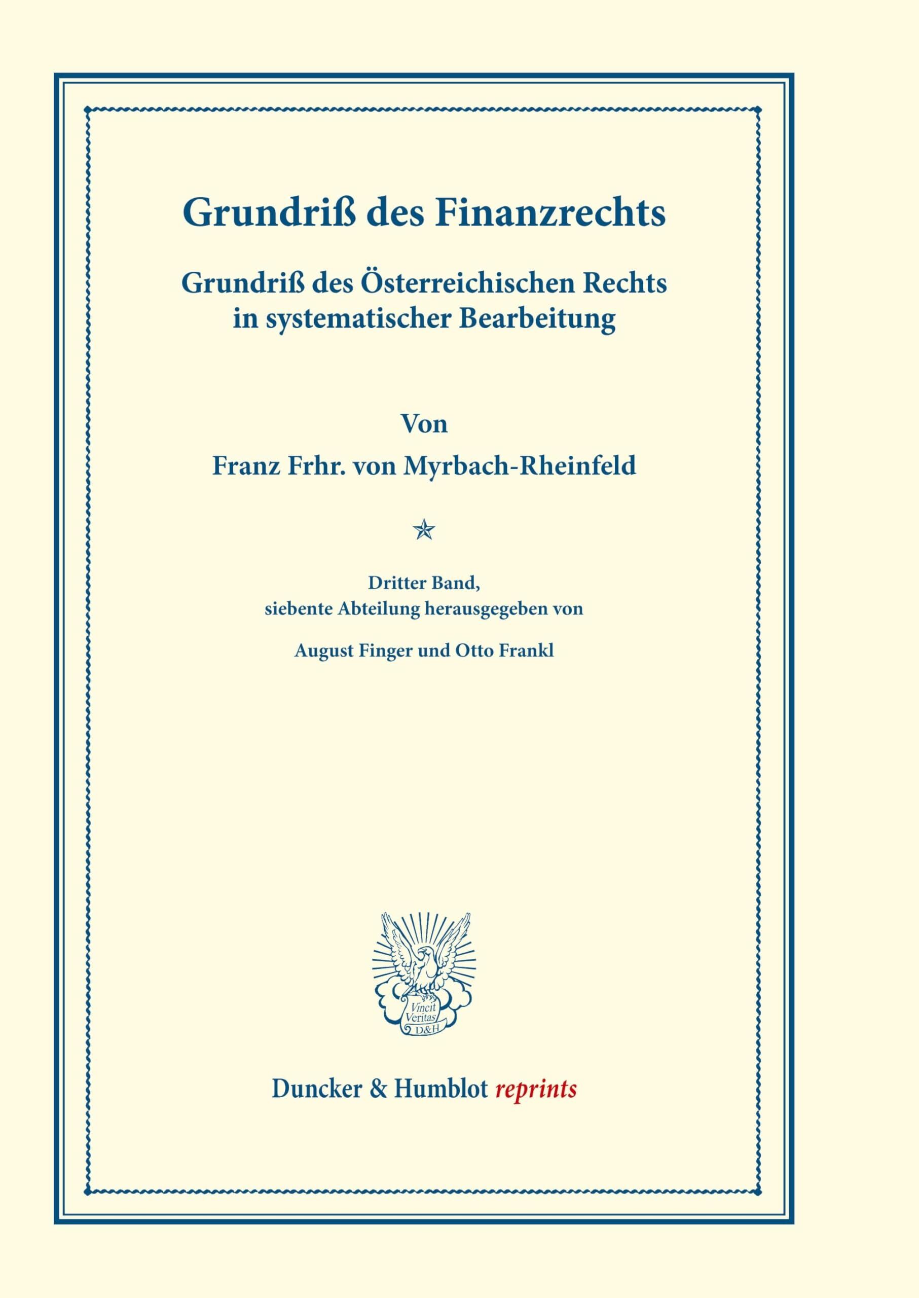 Grundriß des Finanzrechts.