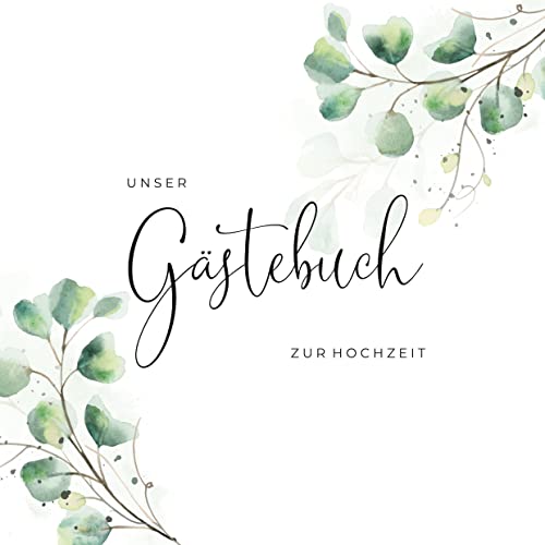 Gästebuch zur Hochzeit: Gästebuch mit Fragen zum Brautpaar im Eukalyptus Design