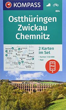 Ostthüringen, Zwickau, Chemnitz: 2 Wanderkarten 1:50000 im Set inklusive Karte zur offline Verwendung in der KOMPASS-App. Fahrradfahren. (KOMPASS-Wanderkarten, Band 804)