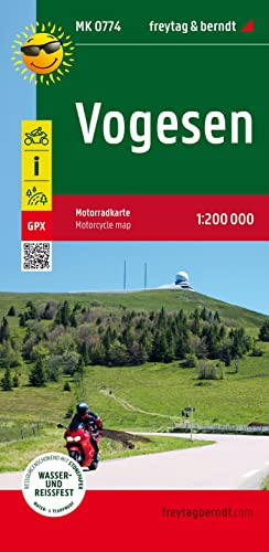 Vogesen, Motorradkarte 1:200.000, freytag & berndt: Toureninfos, GPX Tracks, wasserfest und reißfest (Motorradkarte: MK)