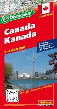 Hallwag Straßenkarten, Kanada: Karte mit Distoguide, Reiseinformationen mit Piktogrammen, Sehenswürdigkeiten, Nationalparks und Monumenten, States BeeTagg und Index. 1:4 Mio