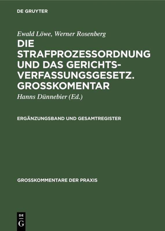 Ergänzungsband und Gesamtregister (Großkommentare der Praxis)