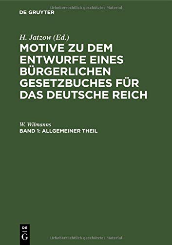 Allgemeiner Theil (Motive zu dem Entwurfe eines Bürgerlichen Gesetzbuches für das Deutsche Reich)