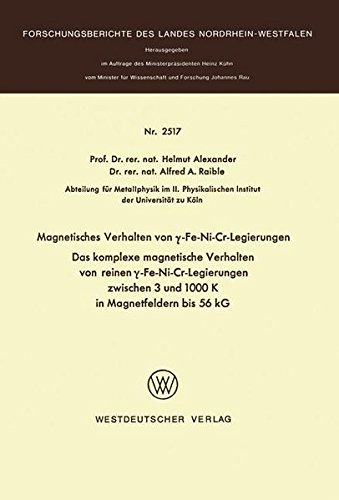 Magnetisches Verhalten von y-Fe-Ni-Cr-Legierungen (Forschungsberichte des Landes Nordrhein-Westfalen)