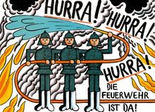 Hurra, hurra, hurra, die Feuerwehr ist da: Vierfarbiges Pappbilderbuch