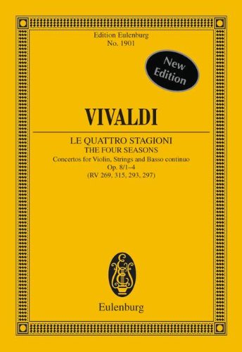 Simon Launchbury Die Vier Jahreszeiten, Konzerte. Op. 8/1-4. Rv 269, 315, 293, 297 / Pv 241, 336, 257, 442. Violine, Streicher Und Basso Continuo. Studienpartitur.