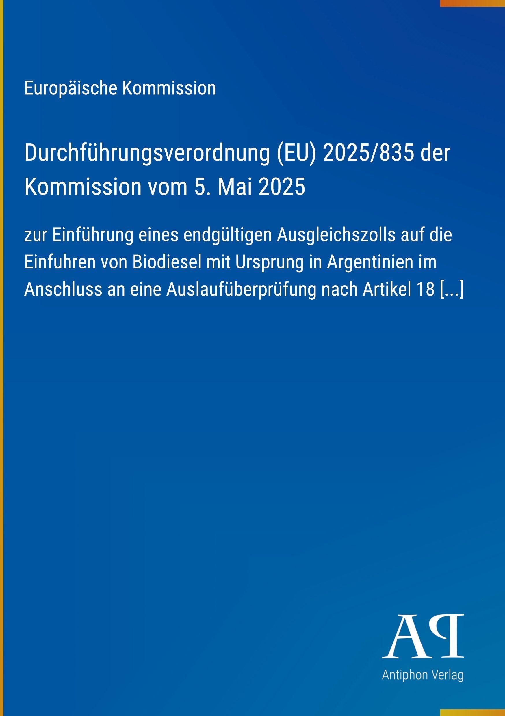 Durchführungsverordnung (EU) 2025/835 der Kommission vom 5. Mai 2025