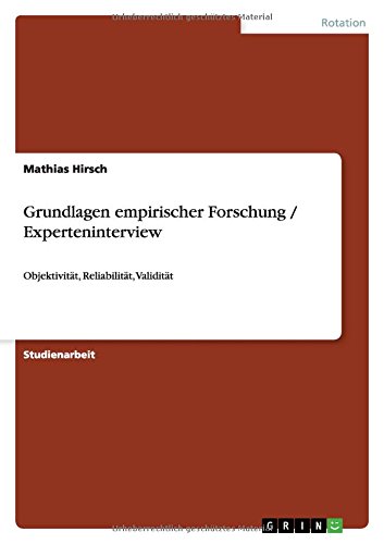 Mathias Hirsch Grundlagen Empirischer Forschung / Experteninterview, Objektivität, Reliabilität, Validität