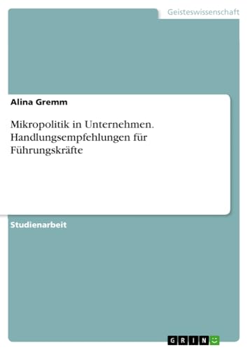 Mikropolitik in Unternehmen. Handlungsempfehlungen für Führungskräfte
